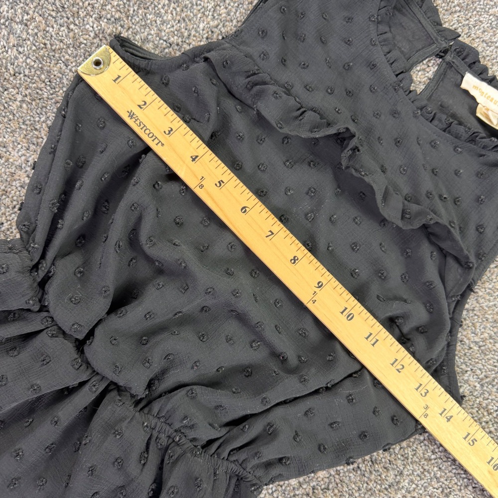 Monteau Los Angeles Black Clip Dot Tiered Ruffle Sleeveless Midi Dress Womens XS - Picture 6 of 9
